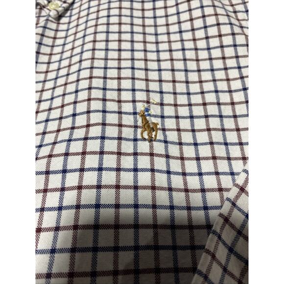 Ralph Lauren Shirt Mens Large Blue Flesh Pony Check Classic Fit Button - Picture 3 of 9